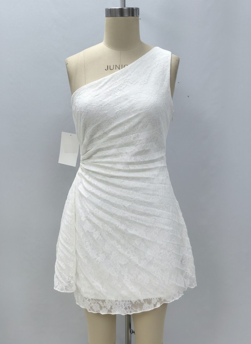 Karmen One Shoulder Mini Dress - Off White