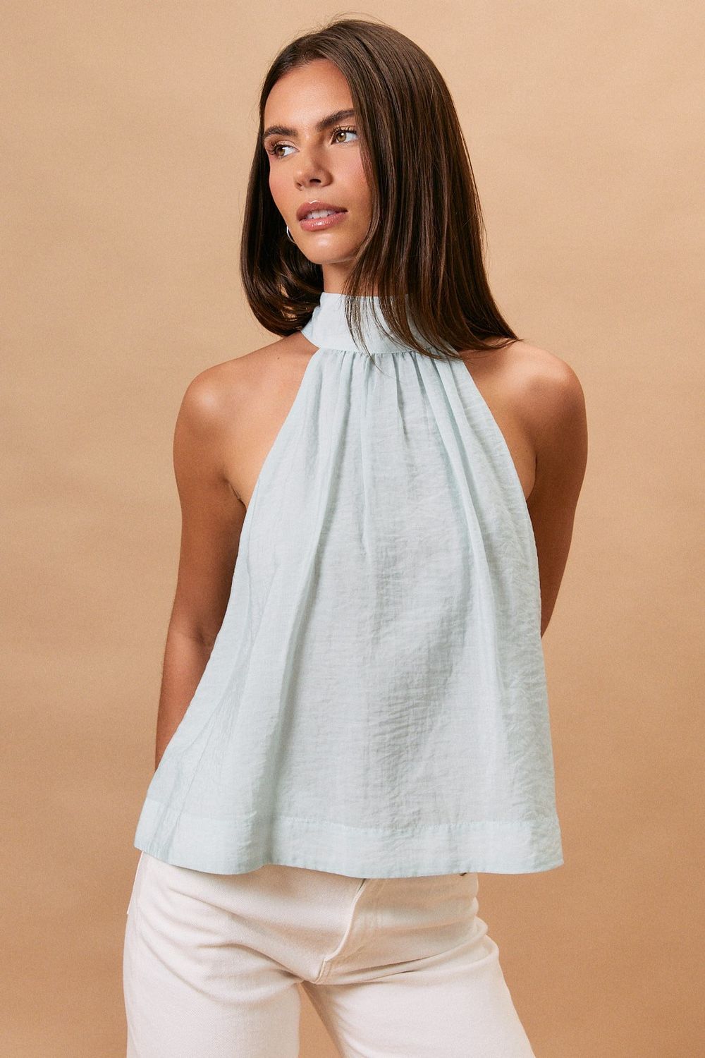 Bow Detail Halter Neck Top - Mint