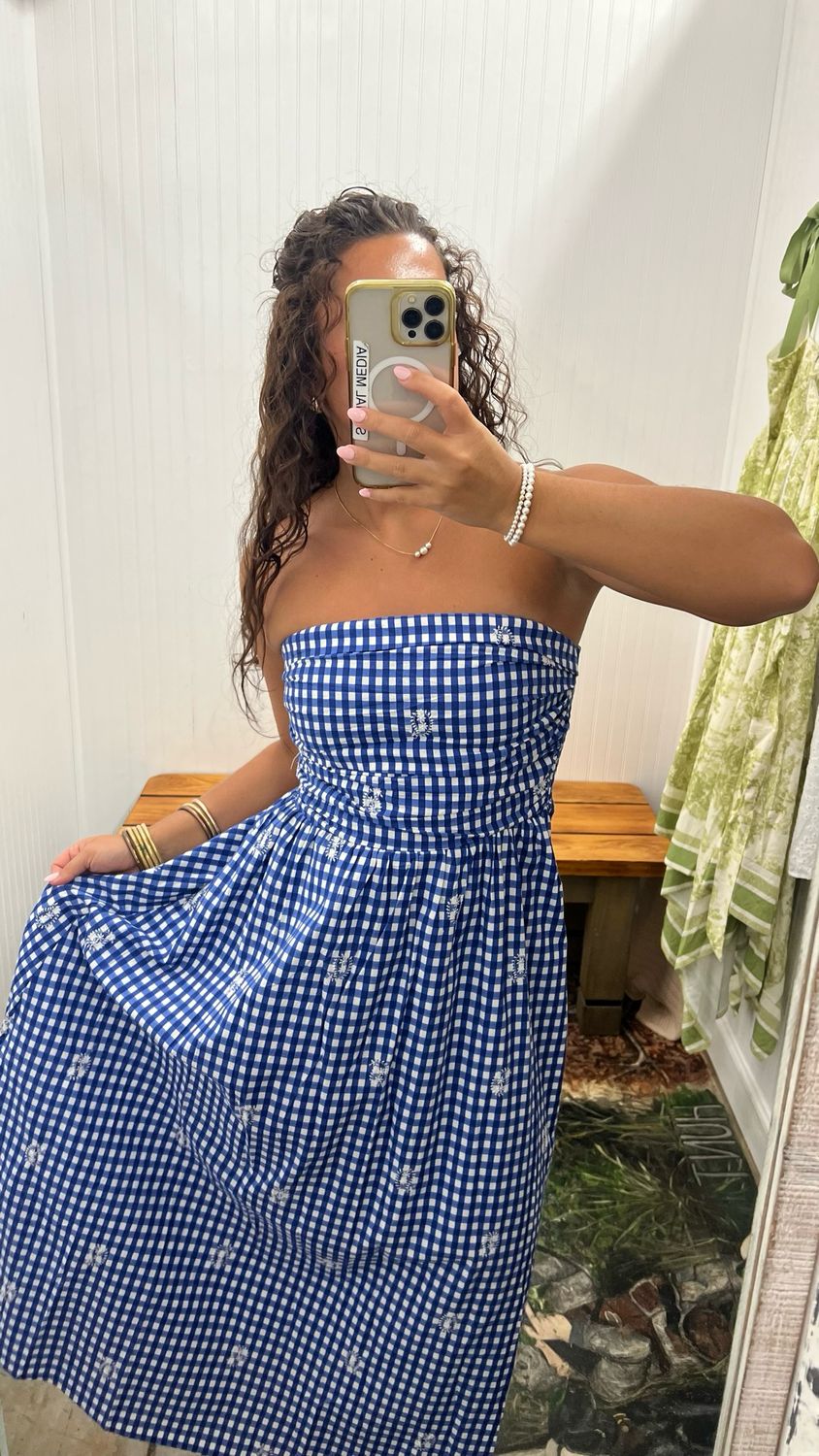 Azure Lace Tube Maxi Dress