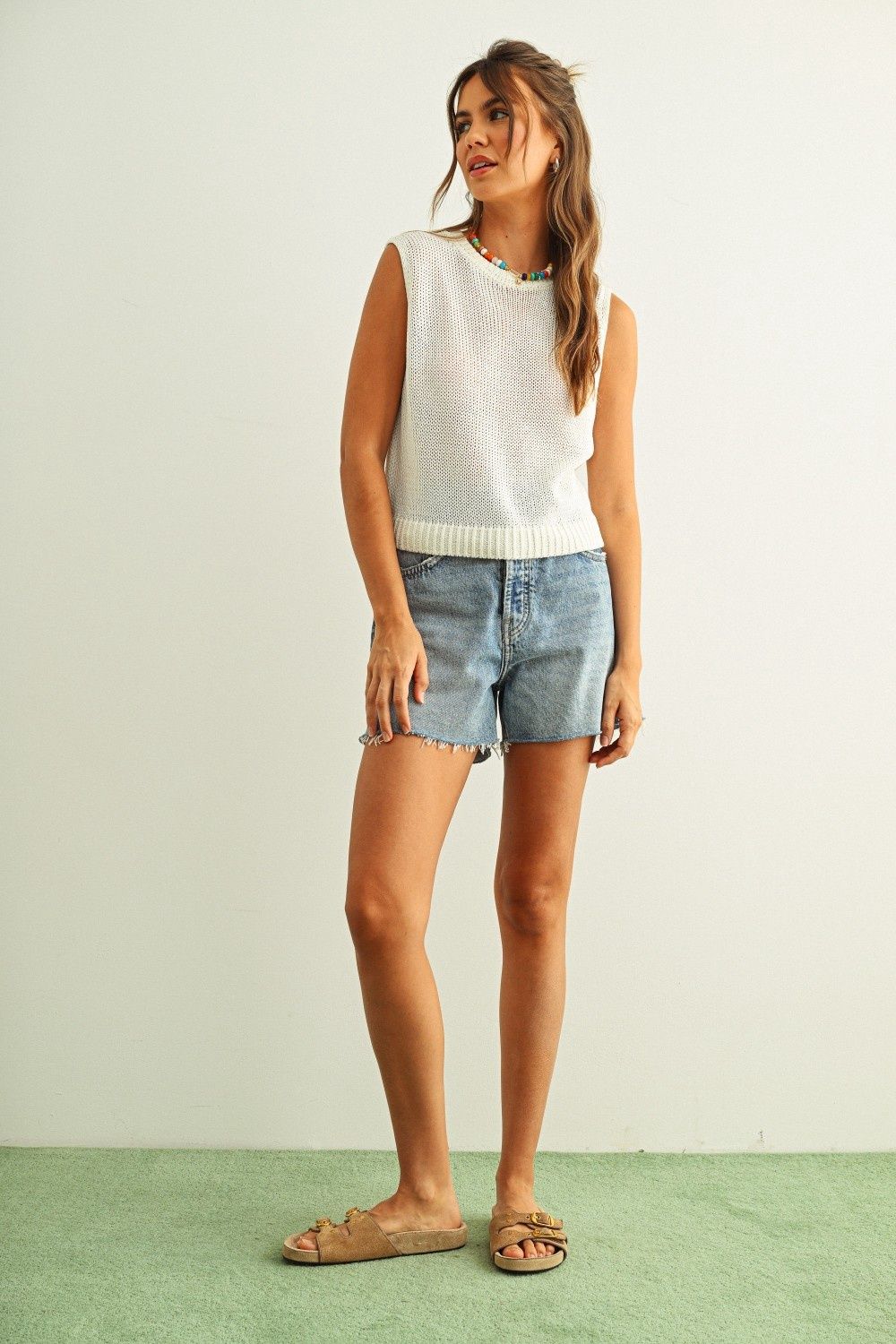 The Next Best Thing Sleeveless Knit Top - White
