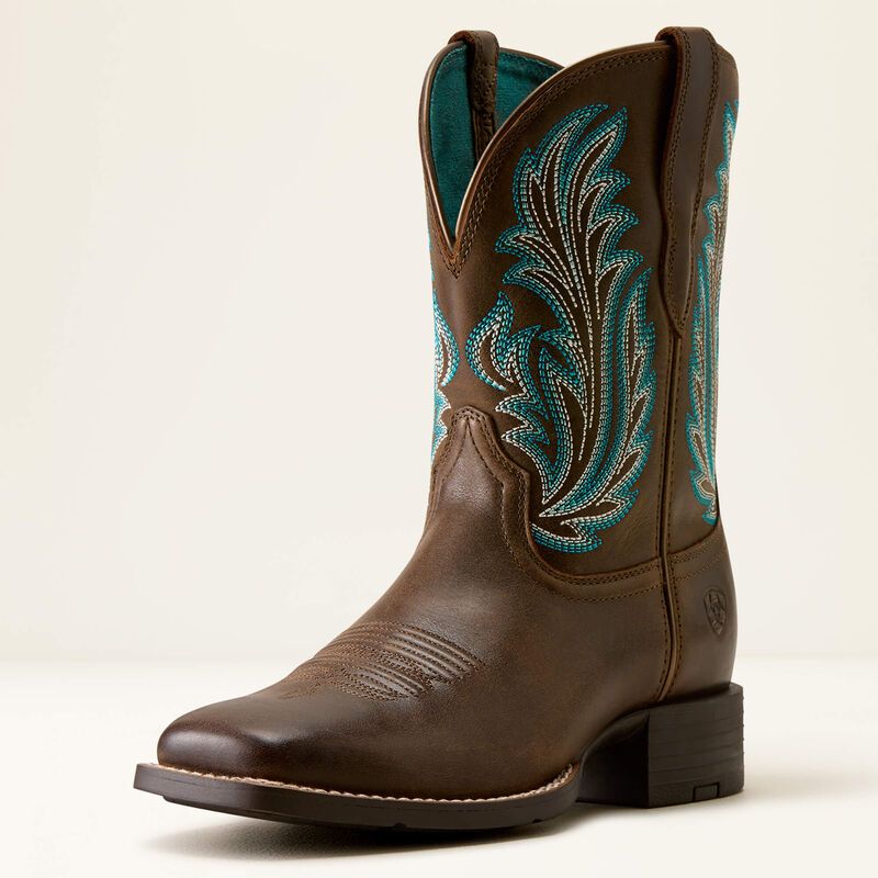 Women's Round Up Filly Wide Square Toe Western Boot - Dark Cacao