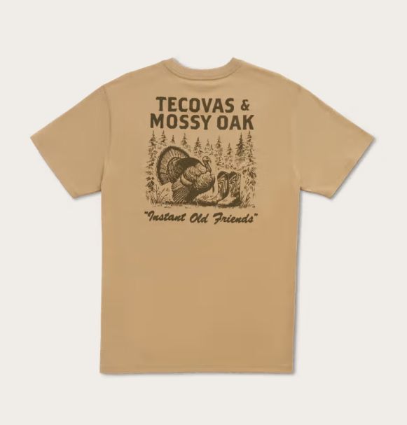 Men's Tecovas x Mossy Oak Turkey &amp; Boots Tee Short Sleeve - Khaki/Olive