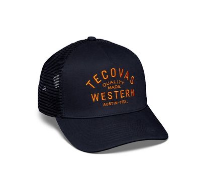 Quality Made Western Five-Panel Trucker Hat - Black/Orange