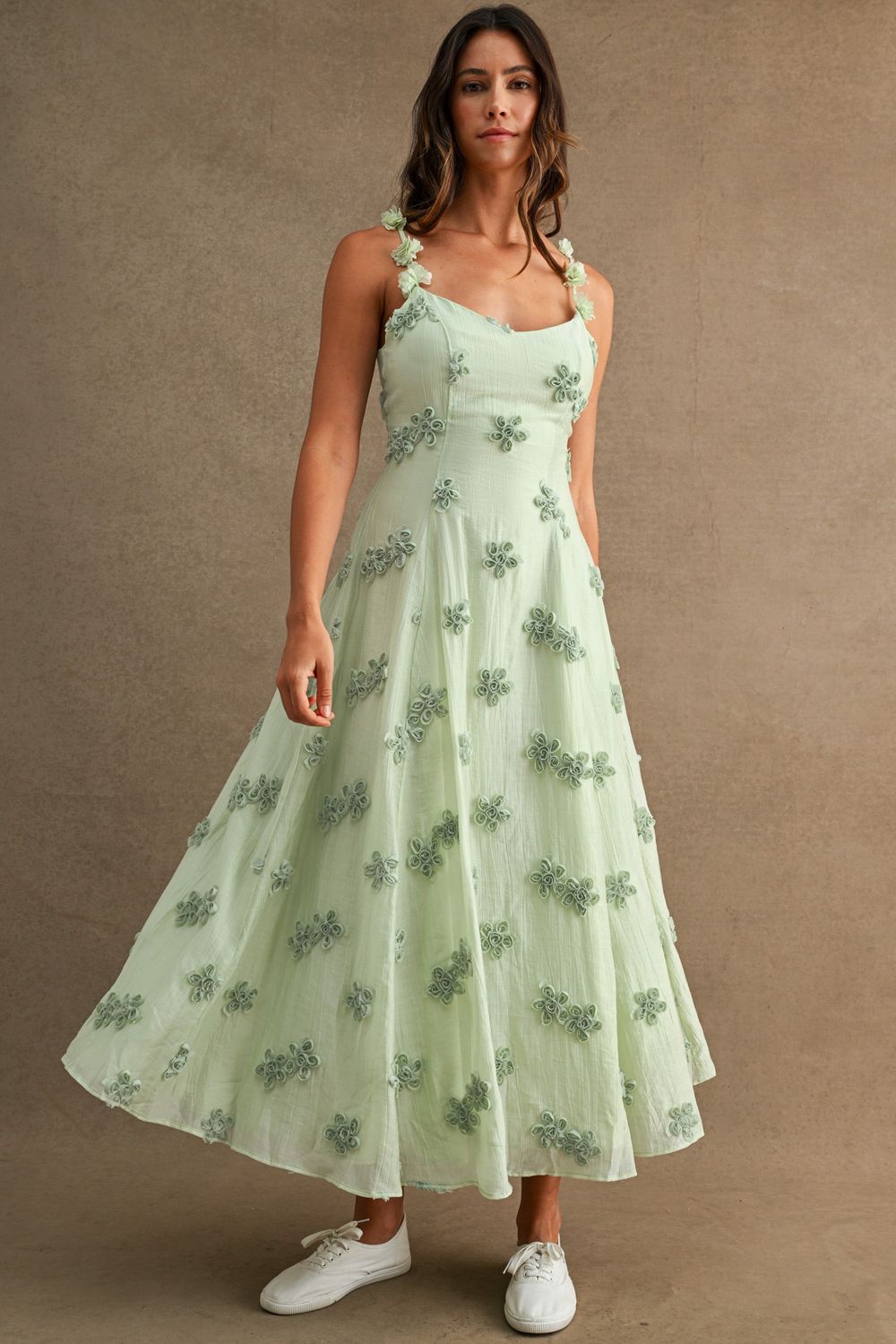 Change My Mind Floral Midi Dress - Mint