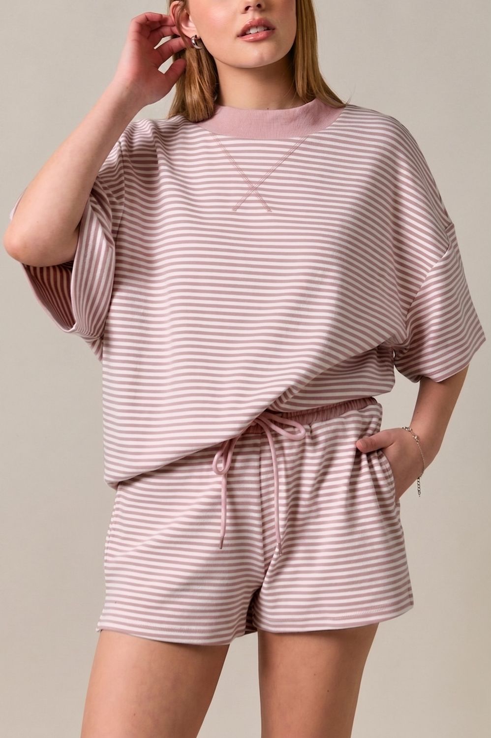 Same As The Last Shorts - Blush/ White Stripe
