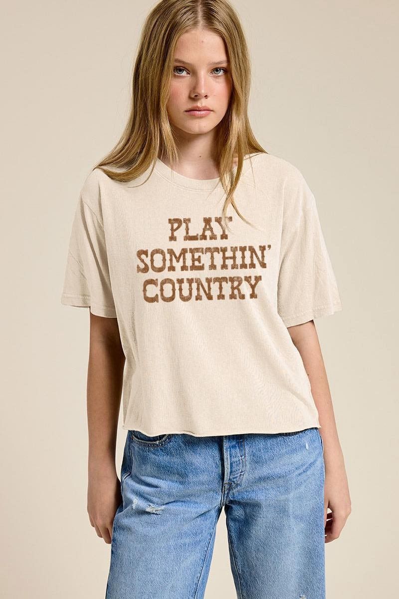 Play Somethin Country Short Sleeve Graphic T-Shirt - Bone