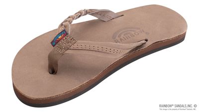 Kids Flirty Braidy- Premier Leather Braided 1/2" Strap Sandal - Expresso