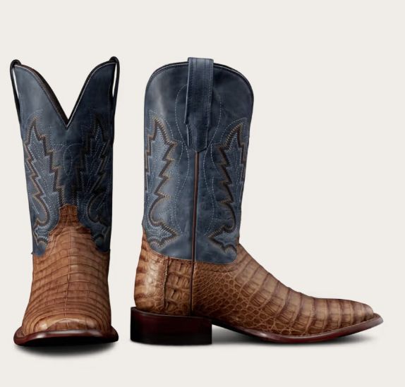 The William Square Toe Boot - Toffee/Navy - Caiman