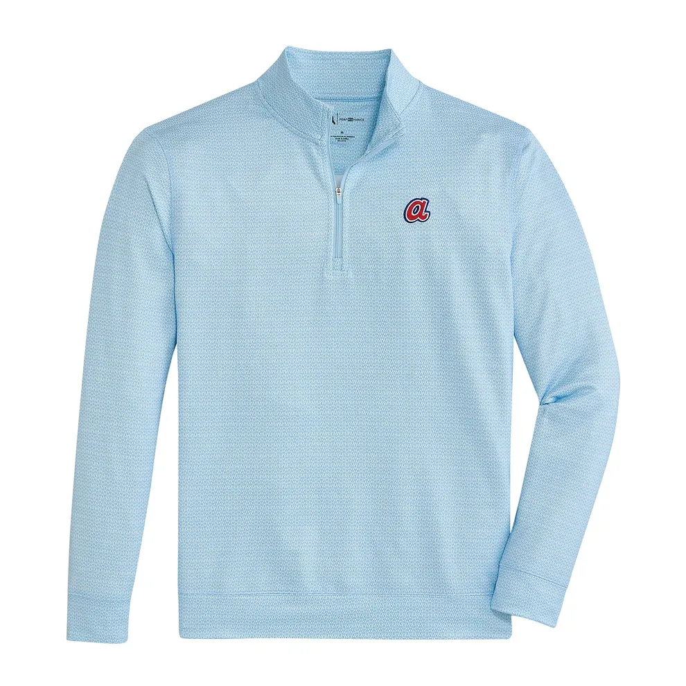 Atlanta Braves Feather Printed Performance 1/4 Zip Pullover - White
