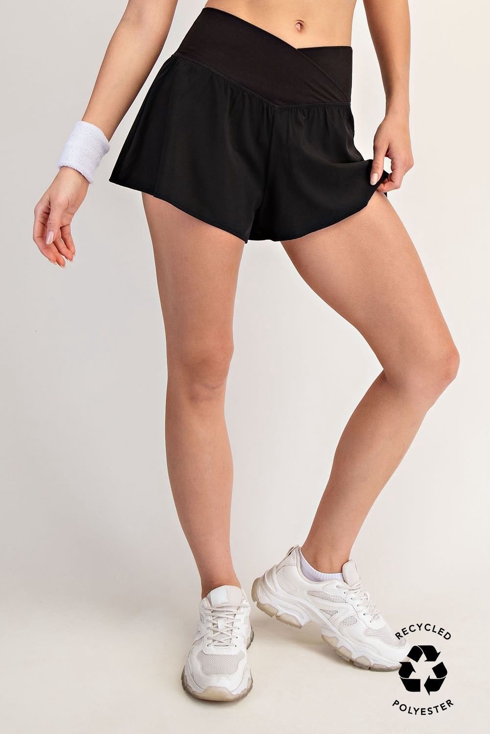 Crossover Flare Shorts - Black