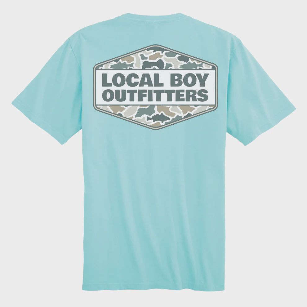 Fish Camo Diamond Crest Short Sleeve Tee - Aqua