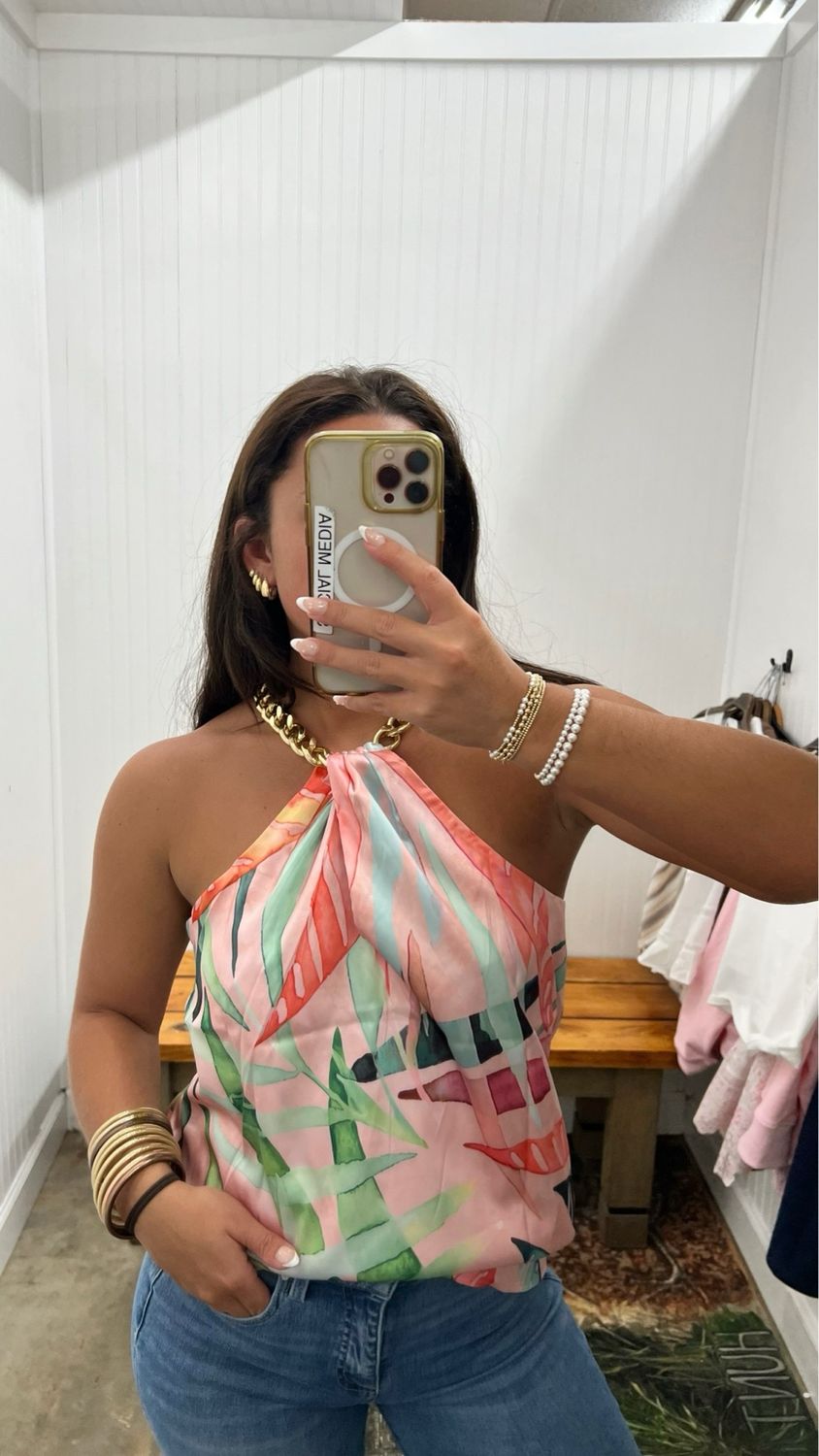 Cassidy Chain Detail Sleeveless Top - Tropical Sorbet
