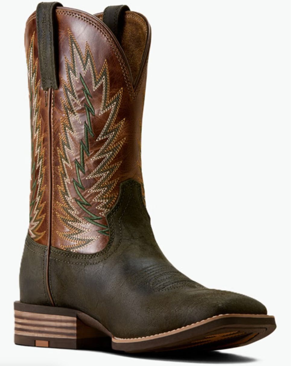 Driggs Wide Square Toe Cowboy Boot - Moss Green