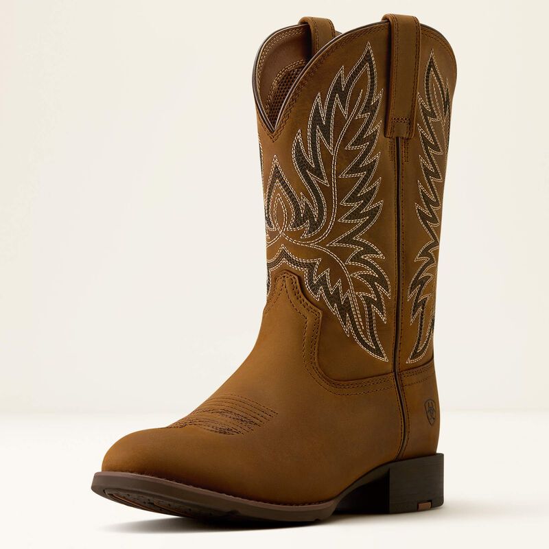 Men's Sport Stockman U Toe Cowboy Boot - Distressed Brown
