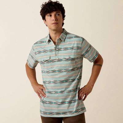Men's Retro Western Snap Polo - Moonbeam