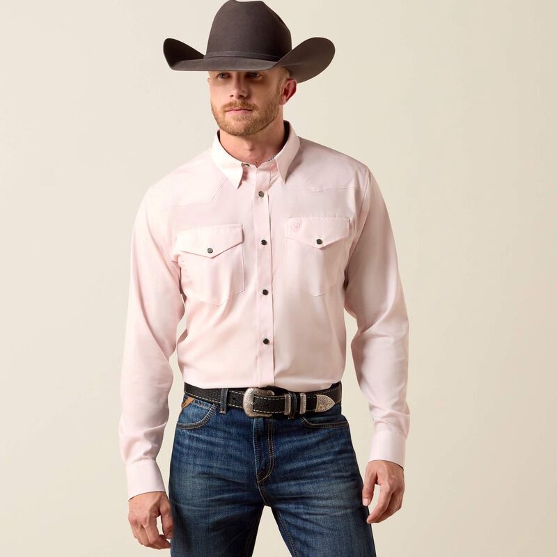 Men's Wrinkle Free Refined Slub Fitted Shirt - Barely Pink
