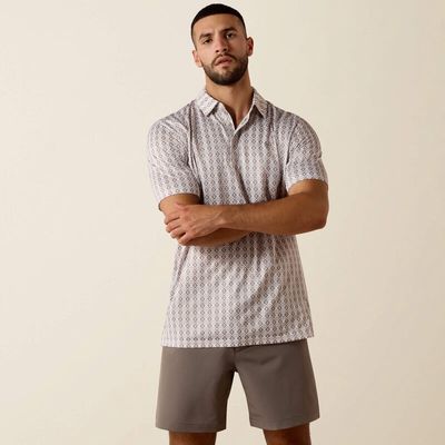 Men's All Over Print Polo - Taupe Grey Southwest Geo Print