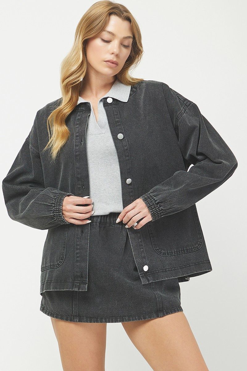Washed Denim Jacket - Black