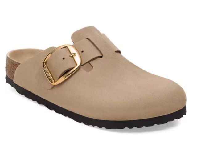 Boston Big Buckle Oiled Leather Narrow Sandal - Tobacco Brown