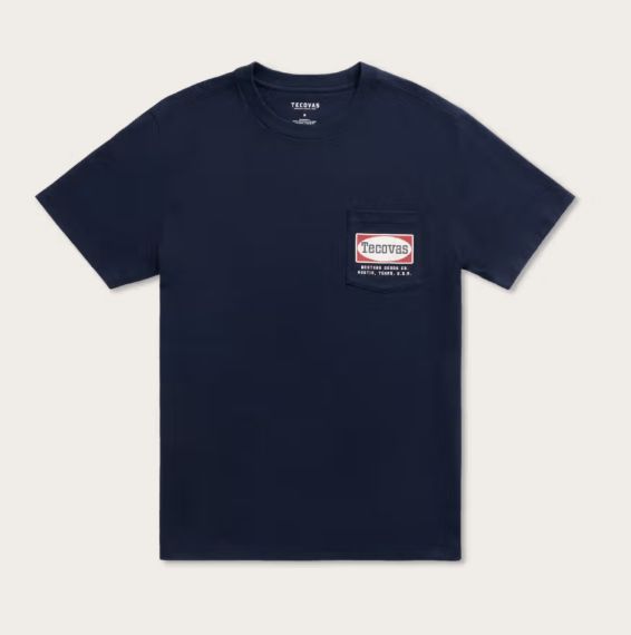 Men's Oval Tecovas Short Sleeve Pocket Tee - Navy/Red