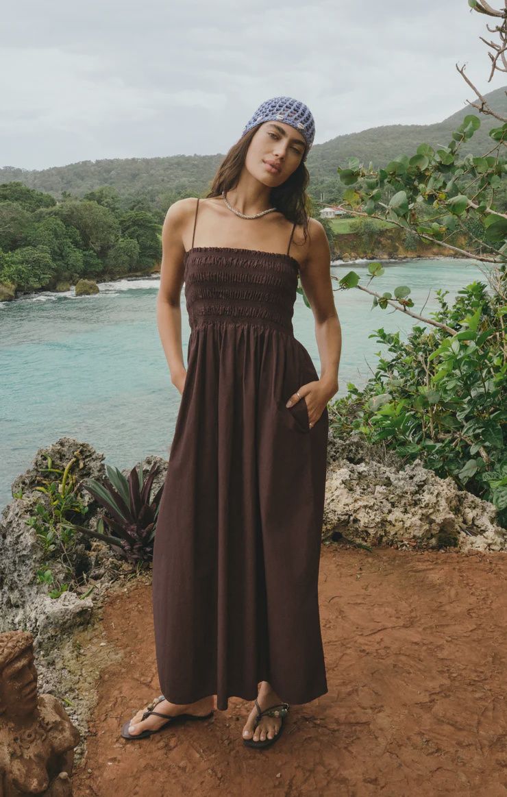 Cornelia Poplin Midi Dress - Chocolate Cherry