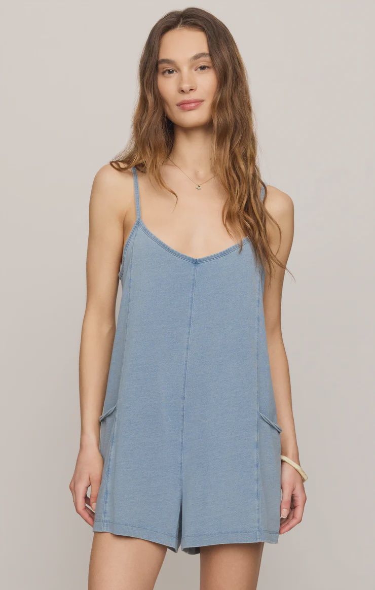 Go Easy Jersey Denim Romper - Ocean Air Indigo