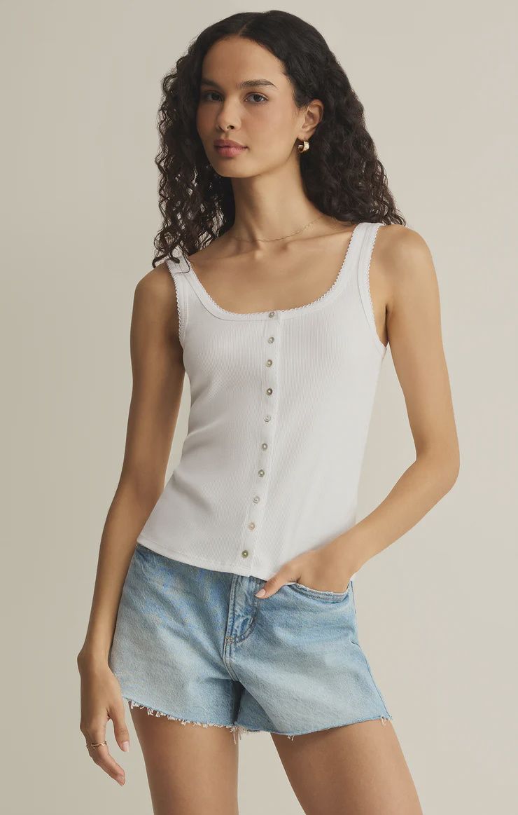 Niko Scallop Rib Tank Top - White
