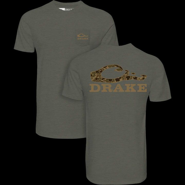 Stacked Old School Logo Short Sleeve T-shirt - Deep Depths Dark Heather