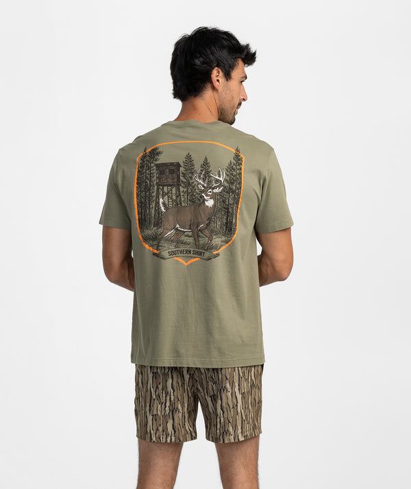 Bucks Before Dawn Short Sleeve T-Shirt - Woodland Olive