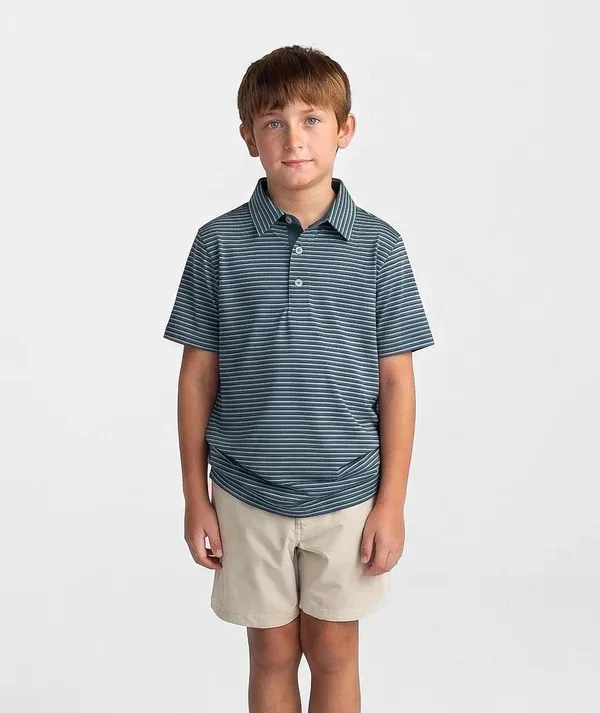 Youth Crestline Striped Polo - Deep Harbor