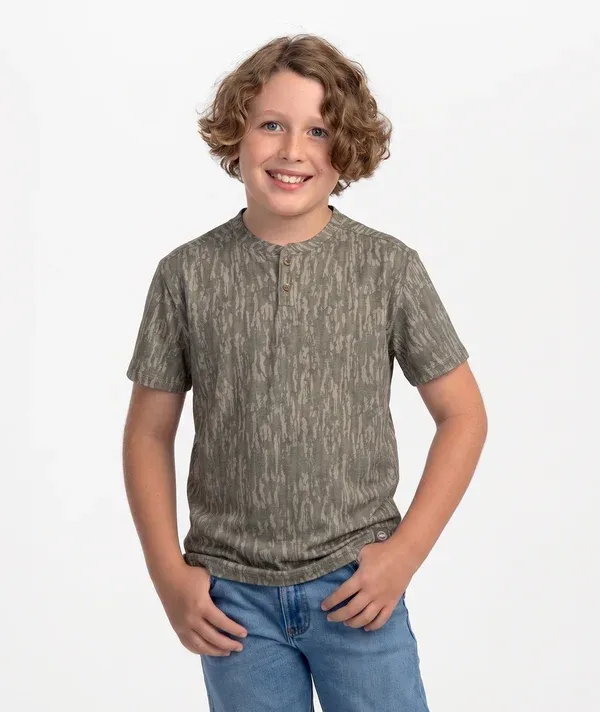 Youth Max Comfort Henley Short Sleeve - Tree Bark