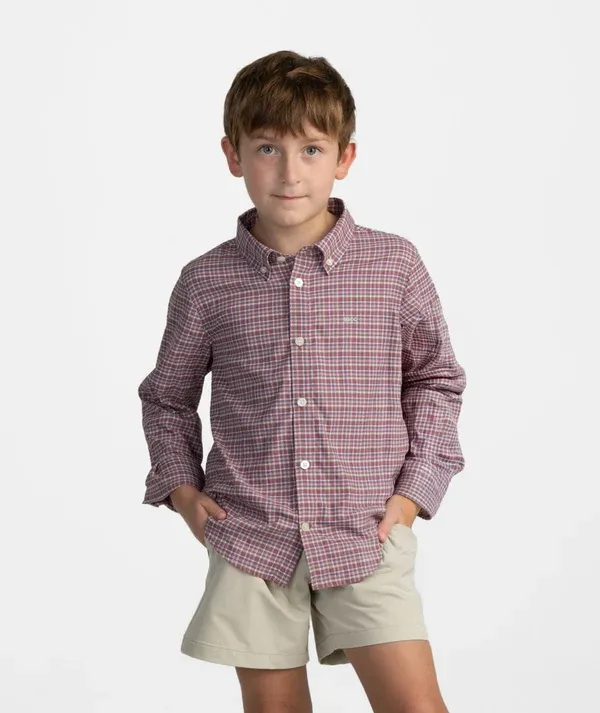 Youth Boone Plaid Long Sleeve - Redwood