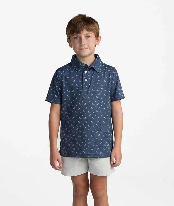 Youth Uplands Unleashed Printed Polo - Midnight Navy