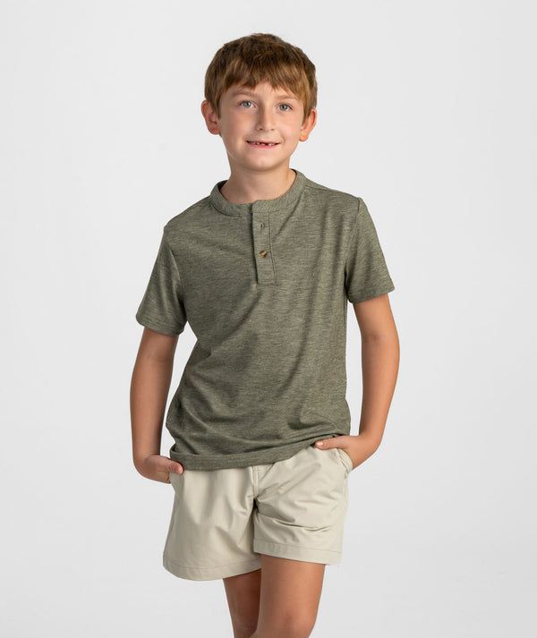 Youth Max Comfort Henley Short Sleeve - Spanish Moss