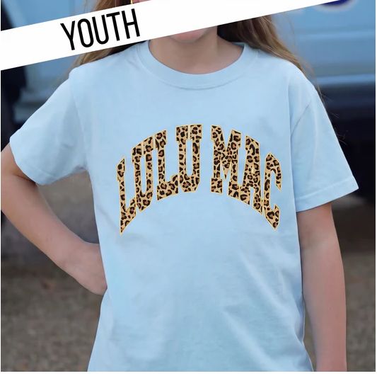 Youth Lulu Mac Short Sleeve T-Shirt - Chambray/ Leopard