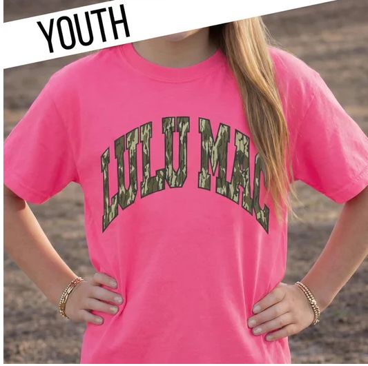 Youth Lulu Mac Short Sleeve T-Shirt - Neon Pink/ Bottomland