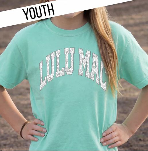 Youth Lulu Mac Short Sleeve T-Shirt - Chalky Mint/ Camo