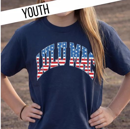 Youth Lulu Mac Short Sleeve T-Shirt - Navy/ Flag
