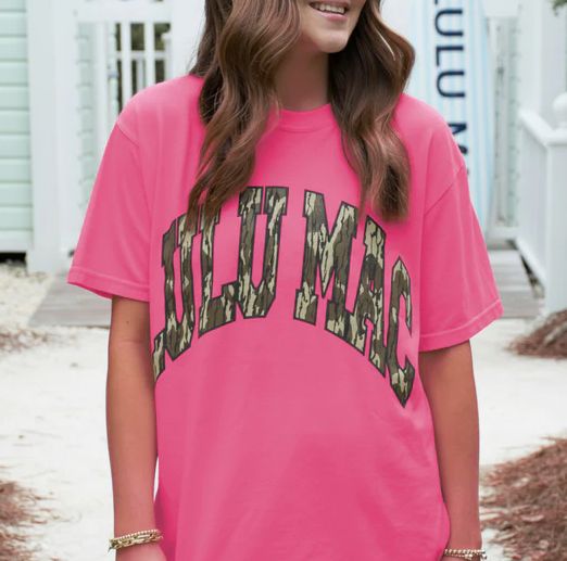 Lulu Mac Short Sleeve T-Shirt - Neon Pink/ Bottomland