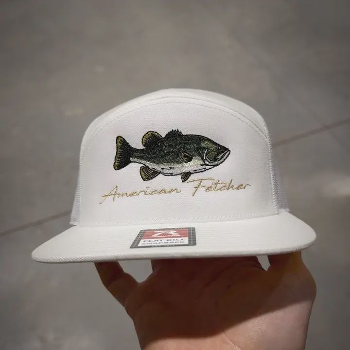 Largemouth 7 Panel Hat - White