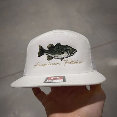 Largemouth 7 Panel Hat - White