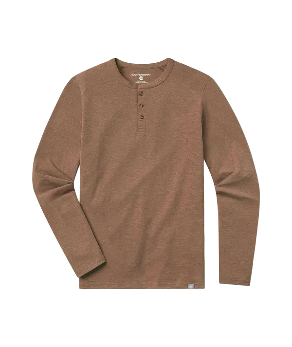 Max Comfort Henley Long Sleeve - Walnut