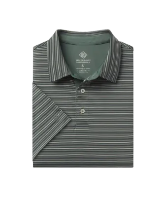 Riverbend Short Sleeve Stripe Polo - Moss Rock