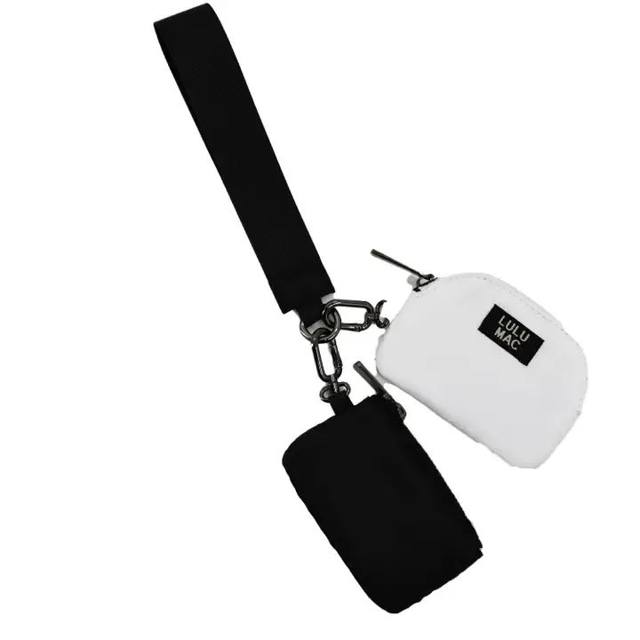 Lulu Mac Double Pouch Wristlet - Black/ White