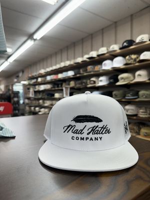 Feather Flat Bill Hat - White