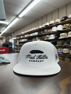 Feather Flat Bill Hat - White