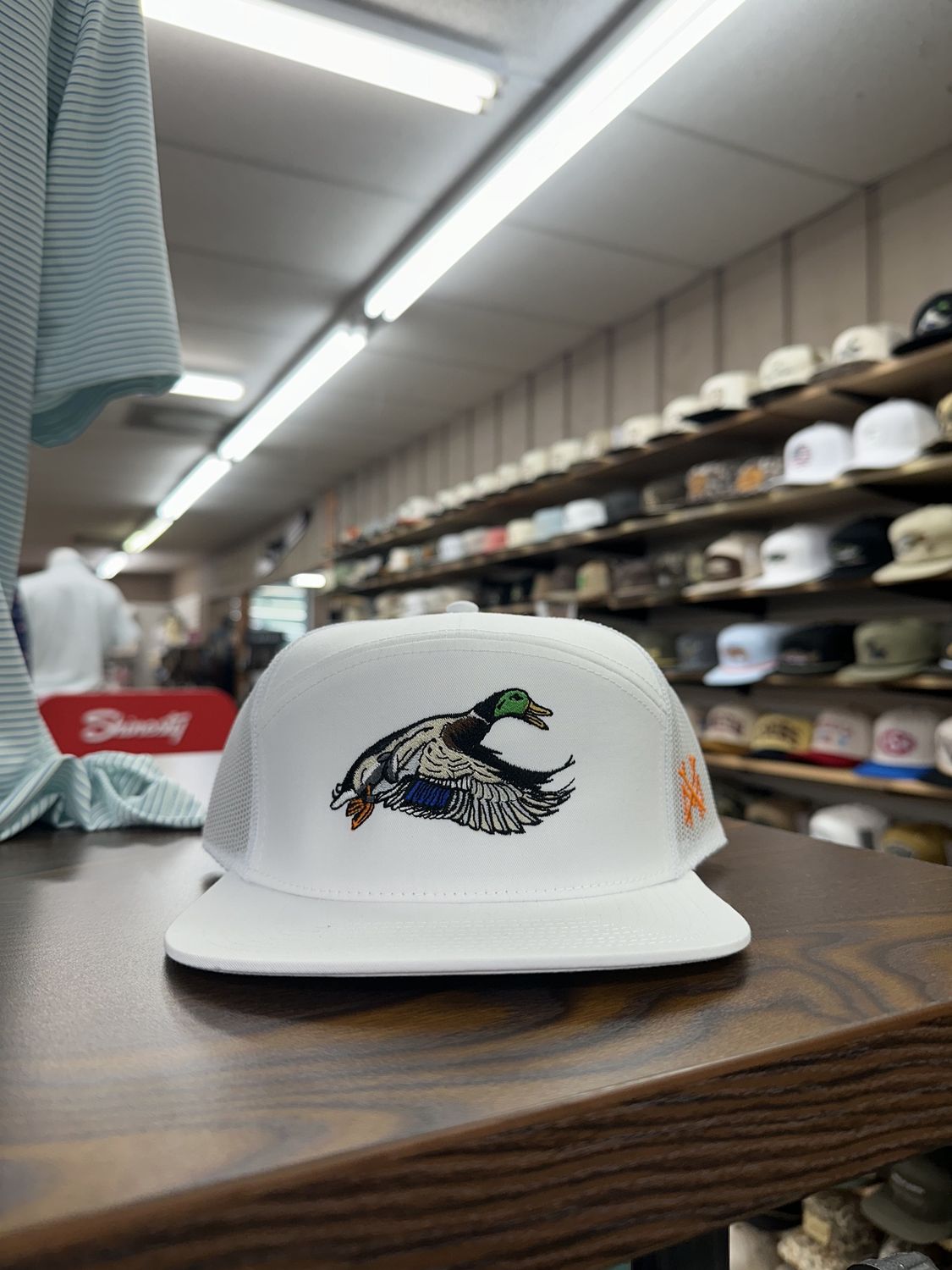 Mallard 7 Panel Trucker Hat - White