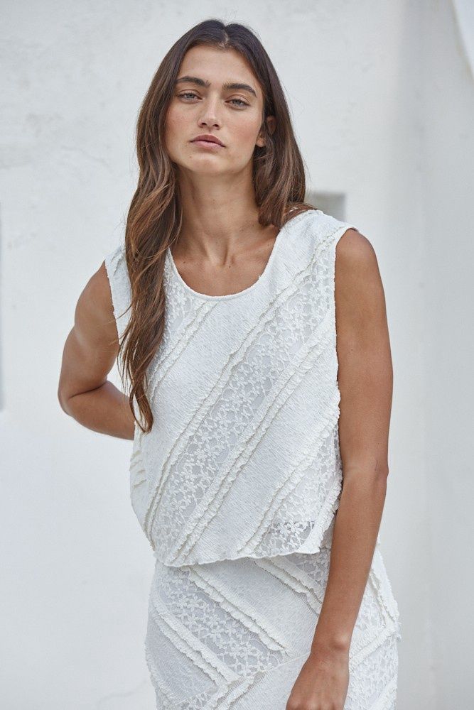 Anna Sleeveless Lace Top - Ivory