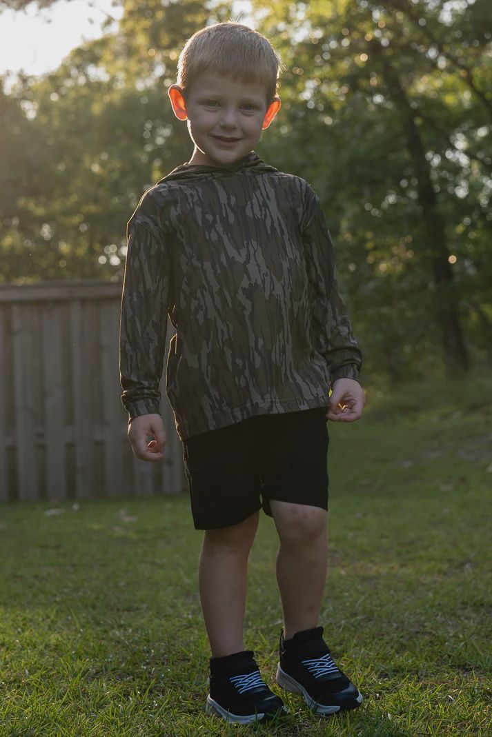 Youth Hooded Performance Shirt - Mossy Oak Bottomland