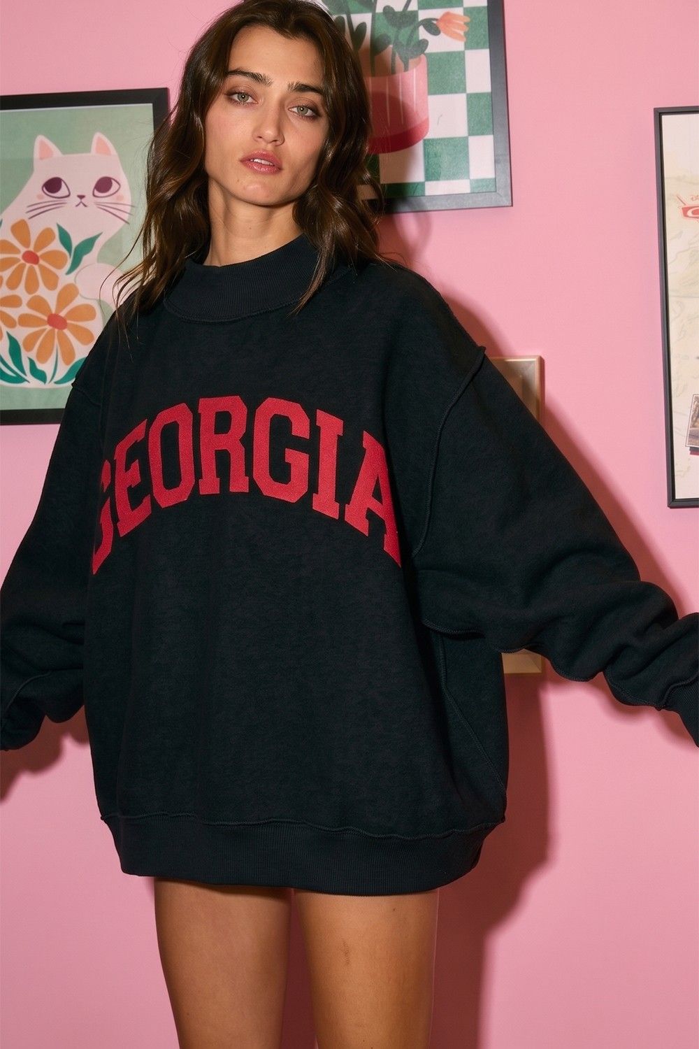 Georgia Reversible Mockneck Sweatshirt - Black